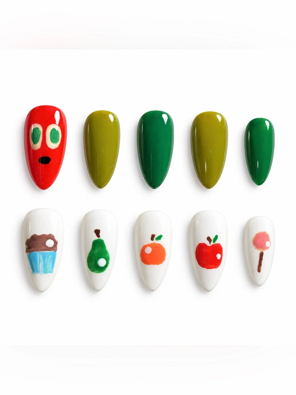 Handmade The Hungry Caterpillar Themed Press-On Nail Set